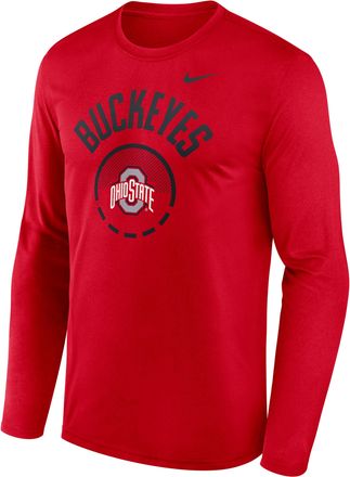 Nike Ohio State Courtside Nike Mens Dri-FIT College Long-Sleeve T-Shirt in Red | 02TJ65NOH-FFP