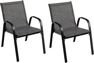 Costway Costway - Set Di 2/4 Sedie Per Esterni Con Tessuto Traspirante, Sedie Ergonimiche Ed Impilabile Per Risparmiare Spazio, Per Giardino, Cortile E Balcon