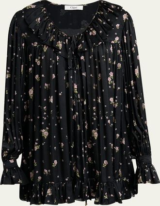 Chloé Liberty Print Silk Charmeuse Mini Dress