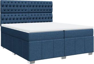 vidaXL Cama Box Spring Con Colch&oacute;n Tela Azul 200x200 Cm Vidaxl