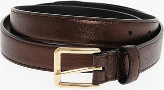 Dsquared2 Metallic Leather Belt with Golden-Effect Buckle 25mm size 95