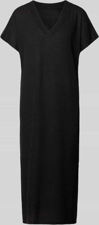 Soyaconcept Strickkleid mit V-Ausschnitt Modell Delia in Black, Gr&ouml;&szlig;e XXL