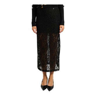 Gaëlle Paris Rokken, Dames, Zwart, XS, Nylon, Lace Midi Rok