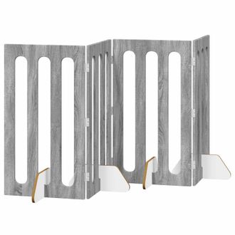 vidaXL Valla Plegable Para Mascotas 4 Pcs Gris Sonoma 201 X 38 X 90 Cm Vidaxl