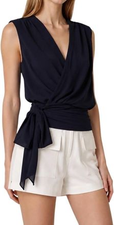 Ramy Brook Sabine Wrap Top In Navy