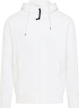 C.P. Company White Open Cotton Hoodie-Uomo