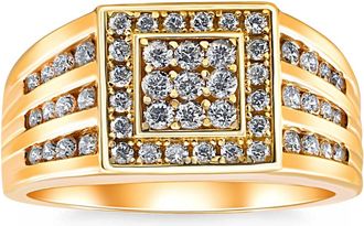 Pompeii3 1Ct TW Diamond Mens Anniversary Wedding Ring High Polished Band 10k Yellow Gold