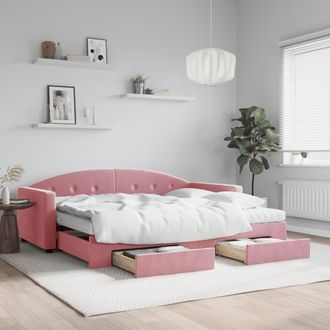 vidaXL Vidaxl - Sof&aacute; Cama Nido Con Cajones Terciopelo Rosa 90x200 Cm