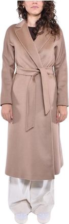 Max Mara Lange wollen jas met riem - Dames - Jas met riem - Bruin - 2XS - Wol - Jassen