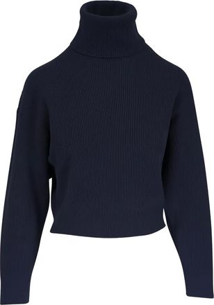 Brunello Cucinelli roll-neck ribbed sweater - women - Wool/Cashmere/Silk - M - Blue
