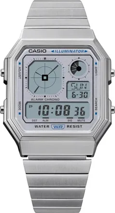 Casio A130We-7Aef Klassieke Kast met Digitale Weergave en Metalen Armband - unisex - Horloges - Grijs - ONE Size - Accessoires
