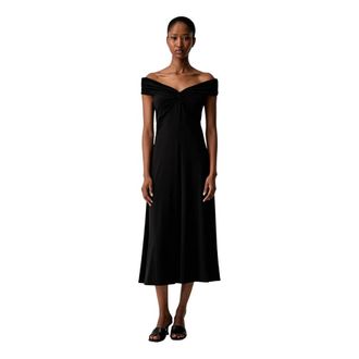Michael Kors Abito midi con nodo drappeggiato sul davanti - - Dresses - Donna - Nero - S