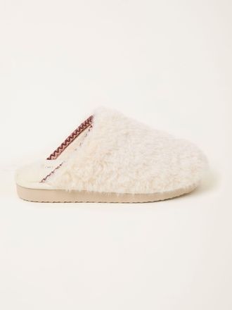 Fat Face FatFace Chessie Ivory Borg Embroidered Mule