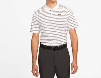 Nike Mens Golf Polo Shirt In White And Black Stripes