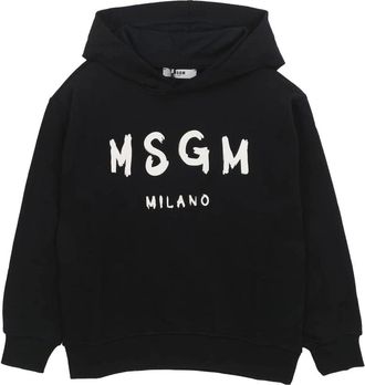 Msgm Hooded Sweatshirt - male - MSGM - Kids Sweatshirts - Black - 10 Y - Kids