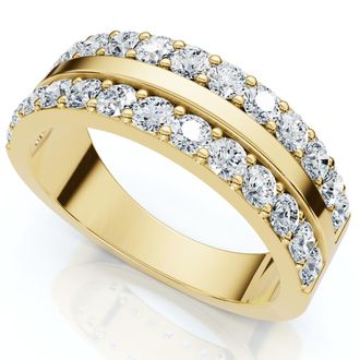 Pompeii3 1Ct Diamond Wedding Double Row Anniversary Ring Gold Lab Grown