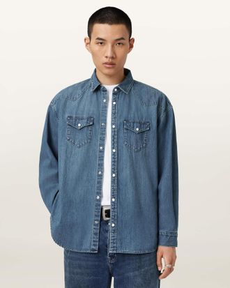 AllSaints Cotton Fenton Denim Shirt, Size: XXL
