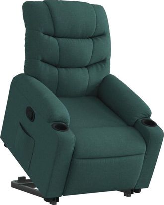 vidaXL Sill&oacute;n Reclinable Elevable Tela Verde Oscuro Vidaxl