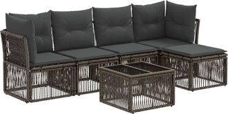 vidaXL Conjunto De Sof&aacute;s De Jard&iacute;n 6 Uds. Gris Rat&aacute;n Sint&eacute;tico Vidaxl