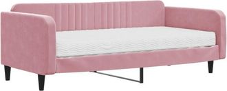 vidaXL Vidaxl - Sof&aacute; Cama Con Colch&oacute;n Terciopelo Rosa 100x200 Cm