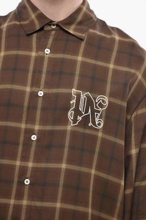 Palm Angels Camicia Plaid Check con Logo Ricamato Palm Angels