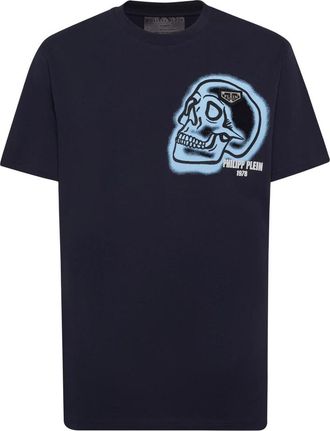 Philipp Plein T-shirt met Ronde Hals Skull - Heren - T-shirts - Blauw - 2XL - Katoen - Tops