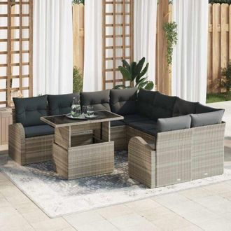 vidaXL Vidaxl - Conjunto De Sof&aacute; De Jard&iacute;n 9 Pcs Gris Claro 100 X 55 X 73 Cm