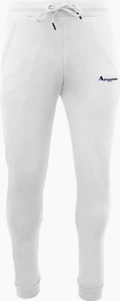 Aquascutum Mens Solid Patterned Ribbed Cuff Slim Joggers - White - Size: 37/36/32