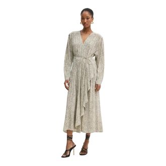 Twinset Uitlopende midi-jurk - Dames - Jurken - Beige - Maat: S Viscose