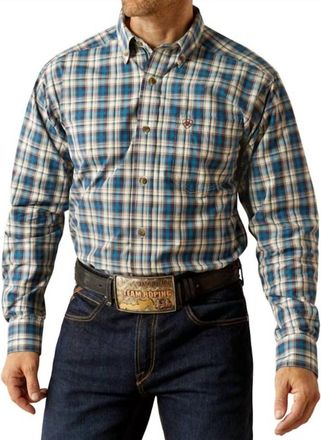 Ariat Mens Pro Series Parrin Plaid Classic Shirt In Teal