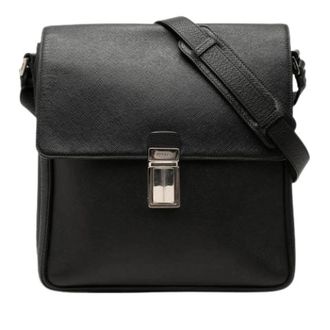 Prada Pre-owned Saffiano Crossbody Bag - Heren - Vintage Schoudertas - Zwart - ONE Size - Leer - Vintage