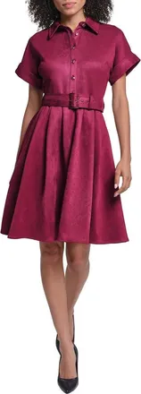 Karl Lagerfeld Belted Faux Suede Shirtdress in Port at Nordstrom, Size 10