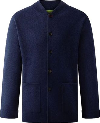 Shanghai Tang Cardigan in misto lana e cashmere con bottoni - Blu