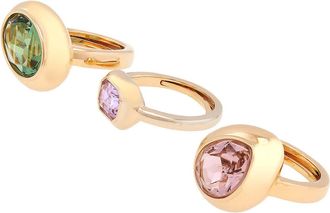 Swarovski Gema Gold-Tone Plated Set Of 3 Rings, Size 55-60