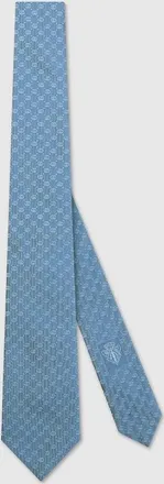 Gucci Interlocking G Silk Jacquard Tie, Blue