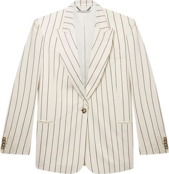 Stella McCartney pinstriped single-breasted blazer - women - Flax/Recycled Viscose - 46 - White