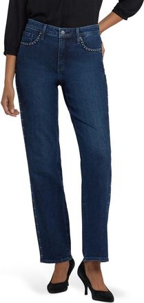 NYDJ Rhinestone Ankle Straight Leg Jeans in Louvre Sapphire at Nordstrom, Size 16