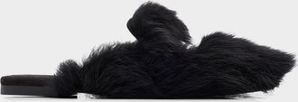 Dolce & Gabbana Logo Tag Shearling Mules