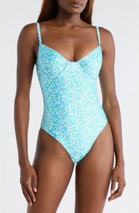 Kulani Kinis Decorative Underwire One-Piece Swimsuit in Ocean Aura at Nordstrom, Size X-Small