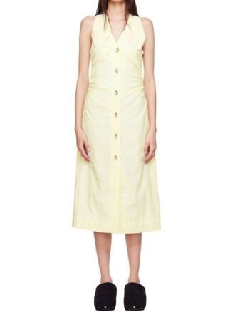 Ganni Womens Seersucker Midi Dress In Gre
