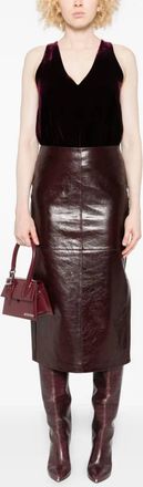 Forte_Forte Velvet V Neck Top In Bordeaux