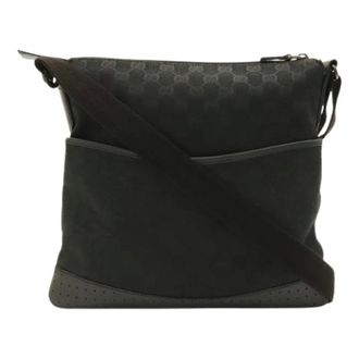 Gucci Pre-owned Vintage Canvas Messenger Bag - Dames - Pre-owned - Zwart - Maat: ONE Size Leer