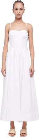 SIMKHAI Witte Kittiya Jurk Flared Midi Stijl - Dames - Maxi kleedjes - Wit - M - Katoen - Kleedjes