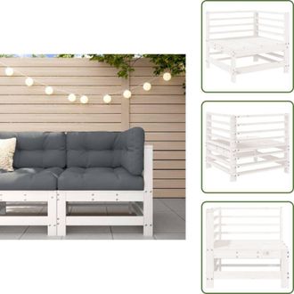 vidaXL Pino - vidaXL Divano Angolare da Giardino Bianco in Legno Massello di Pino - Design rustico