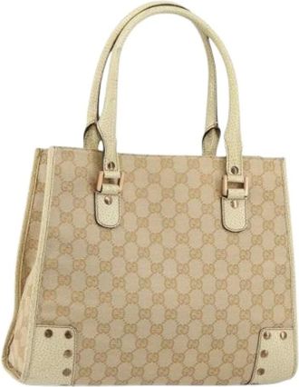 Gucci Pre-owned Handbags, female, Beige, Size: ONE SIZE Pre-owned Canvas Handbag