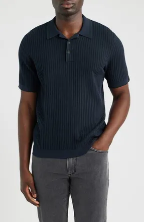 Rag & Bone Harvey Rib Polo Sweater in Navy at Nordstrom, Size Xx-Large