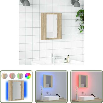 vidaXL vidaXL Armadietto con luce RGB - Armadietto a Specchio con Luci LED Rovere Sonoma in Acrilico