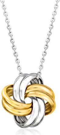 Ross-Simons Italian Sterling Silver and 18kt Gold Over Sterling Love Knot Necklace