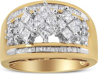 House of Brilliance 10K Gold 1 1/2 Cttw Pear Shaped 3 Stone Style Diamond Ring Band in Yellow at Nordstrom, Size 7