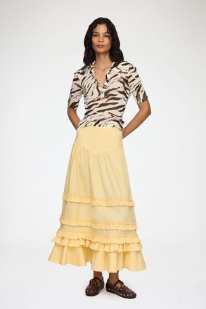 Ganni Italian Straw Skirt in Yellow Cotton - Size 32 Organic